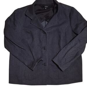 Gray Charcoal Talbots Houndstooth Aberdeen Knit Blazer-1X